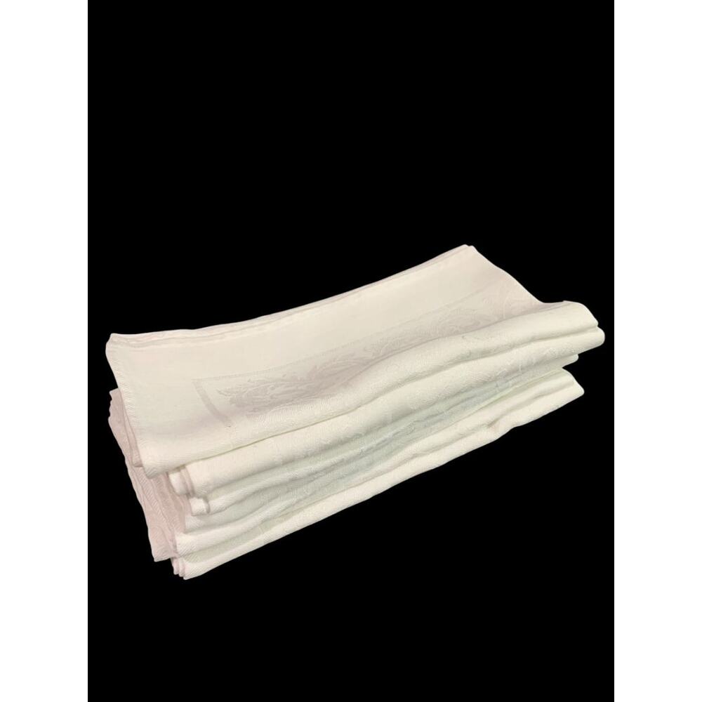 Set of 7 Cloth Napkins White Formal Table Linens Subtle Design 18.5" Square - Picture 8 of 8